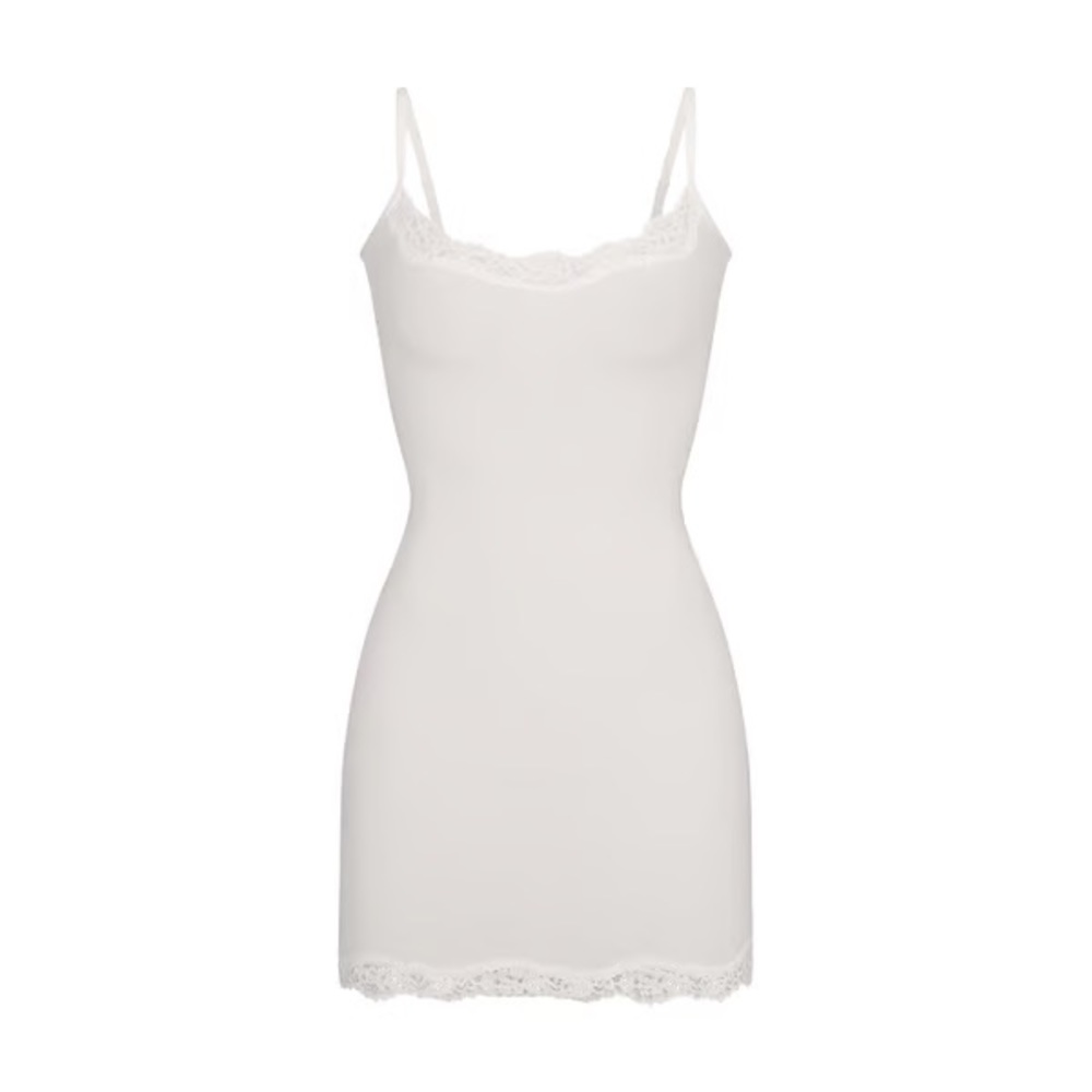 SKIMS FITS EVERYBODY CORDED LACE DRESS MARBLE XXS